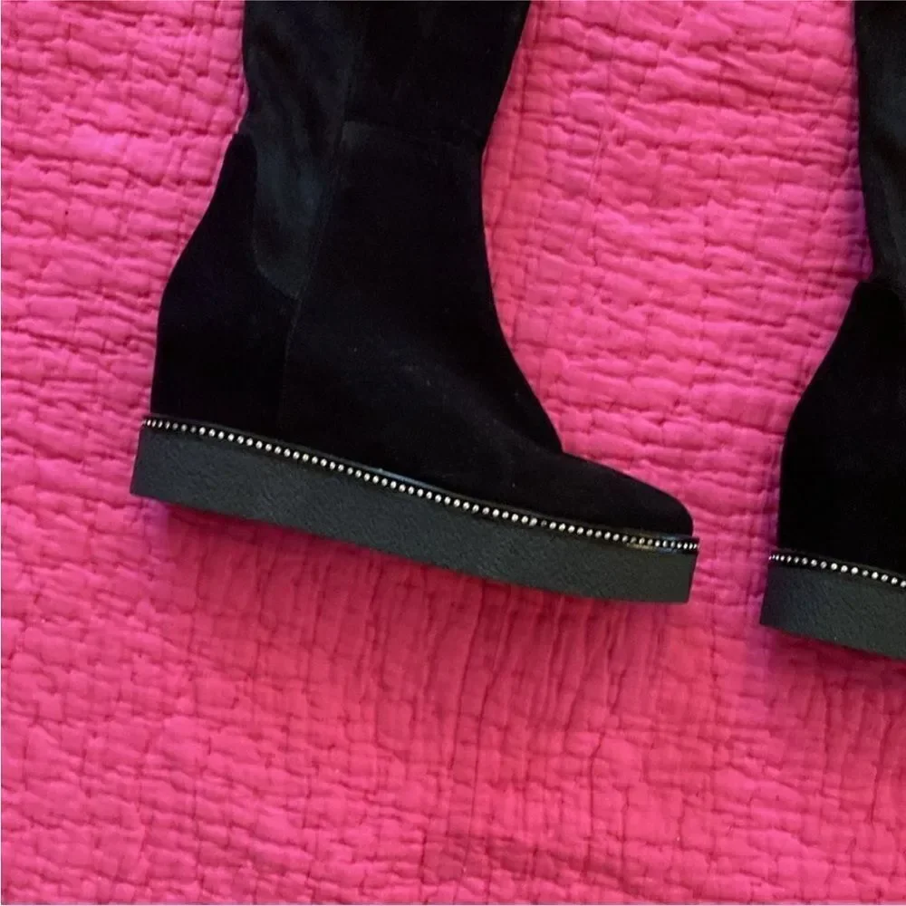 Baldinini Elegant Black over knee genuine suede Boots, US8